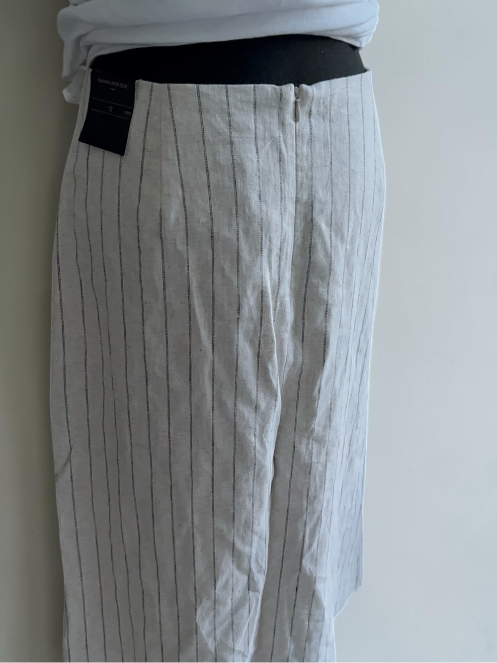 Banana Republic Cream Pinstripe Button-Front Midi Skirt - Picture 11 of 12